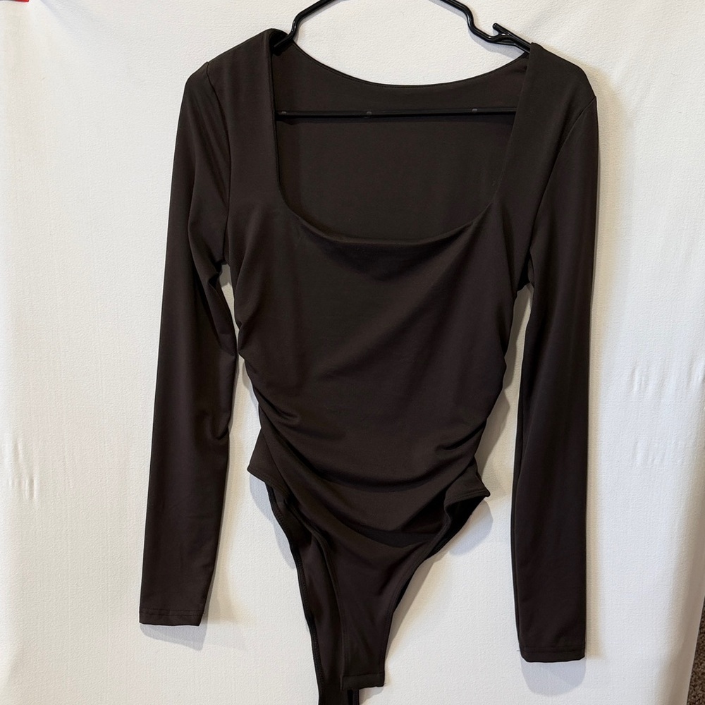 SHEIN brown Long Sleeve Bodysuit